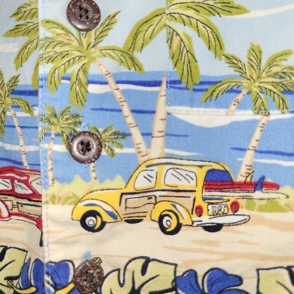 🌴 Vintage Gymboree Tropical Hawaiian Surf Print Button Down Shirt Baby Boy 6-12 - Picture 3 of 6
